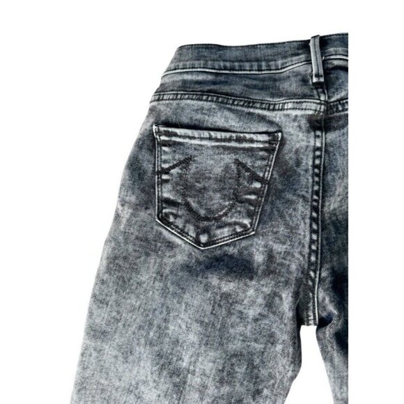 True Religion Women's Sz 25 Halle Moto Mid Rise Super Skinny Jeans Rebel Bleach - Picture 10 of 12